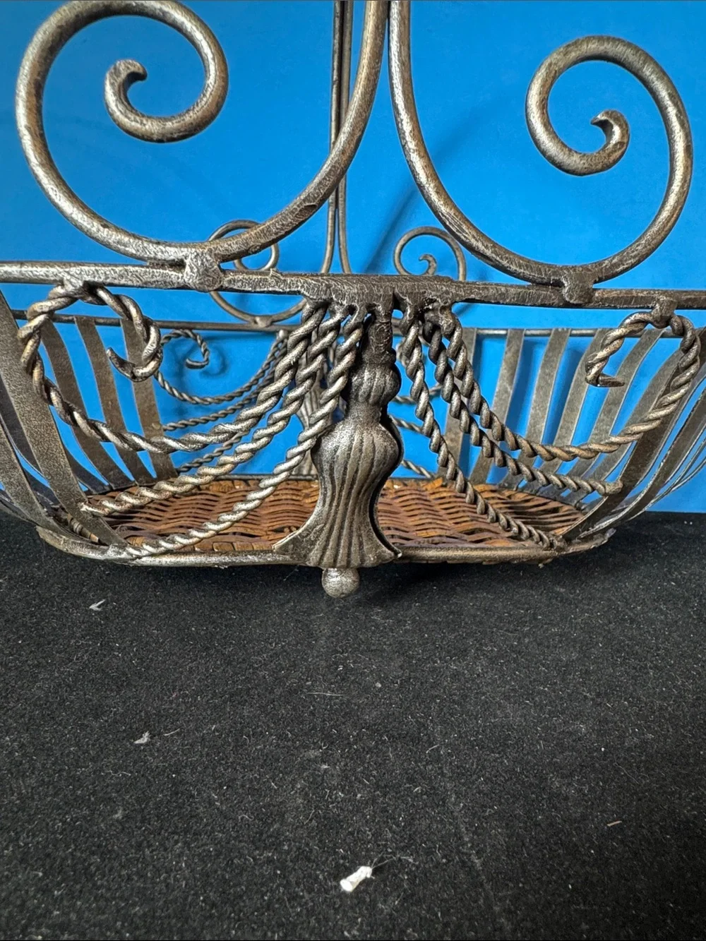 Ornate Decorative Wire Basket - Metallic and Brown